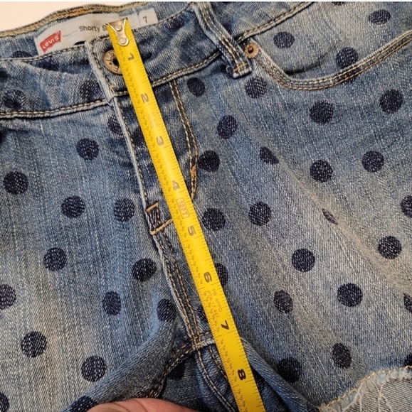 Levi's shortly short size 7 blue polka dot denim - Picture 14 of 15